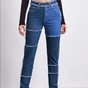 Cut an sewed frayed trim jeans
